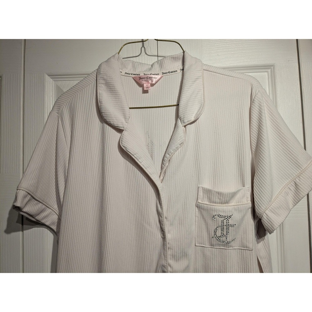 Juicy Couture Sleepwear Shirt Womens L Button Front Short Sleeve Lounge Pajama - Picture 5 of 15